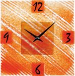 Nástěnné hodiny čtvercové 1170.8 oranžová barva 150163