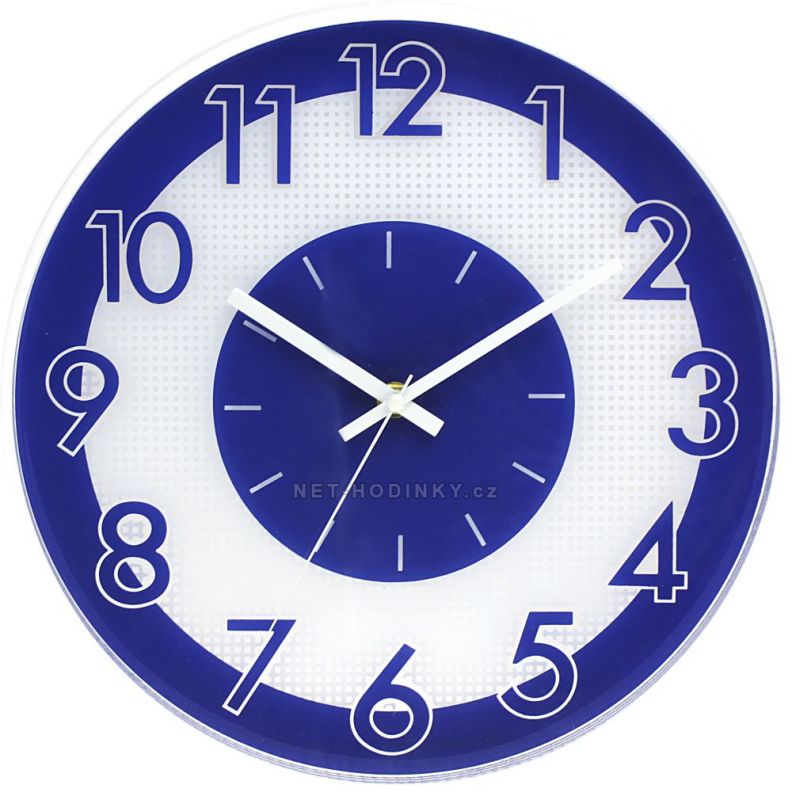 Nástěnné hodiny plastové kulaté E01.3234 s tichým chodem 154914 E01.3234.30 - modrá