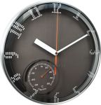 Nástěnné hodiny s teploměrem kovové velké E04.3083.01 154778 | bílá, černá