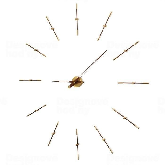 Designové nástěnné hodiny Nomon Merlin Walnut Gold 125cm 161151