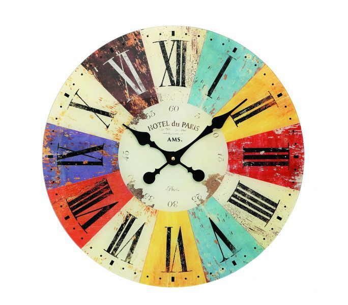 Nástěnné designové hodiny velké sklo ams 9467 barevné Hodiny