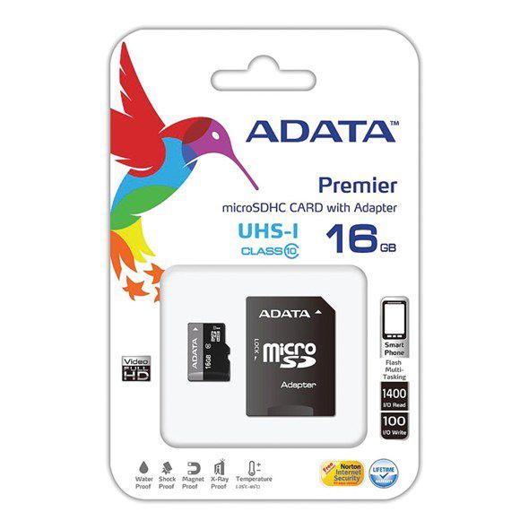 Paměťová karta ADATA Micro SDHC 16GB Class 10 + adaptér 165020 Hodiny