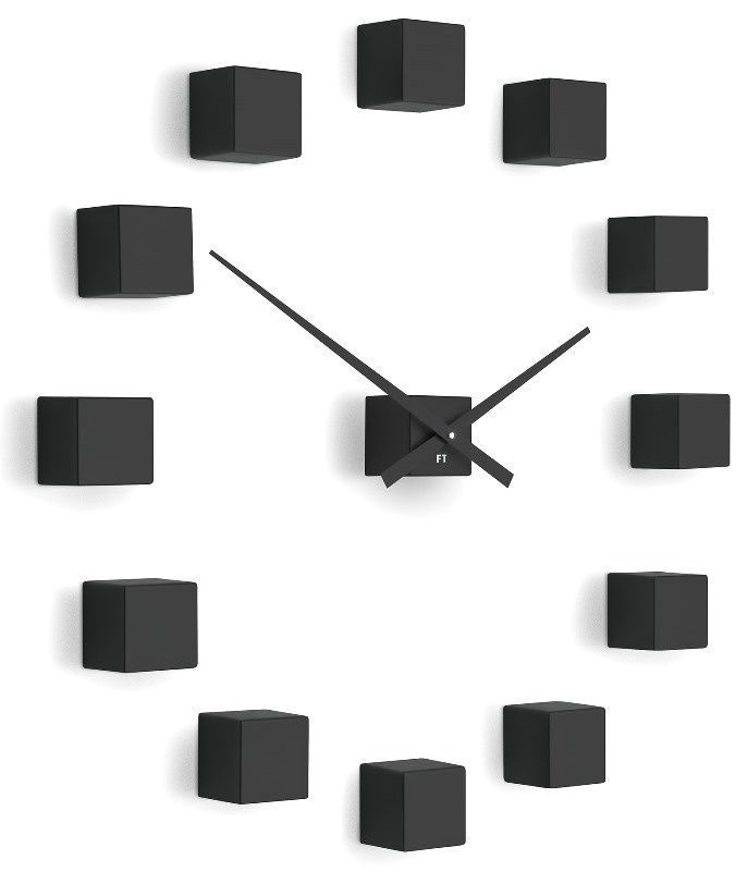 Designové nástěnné nalepovací hodiny Future Time FT3000BK Cubic black 167212