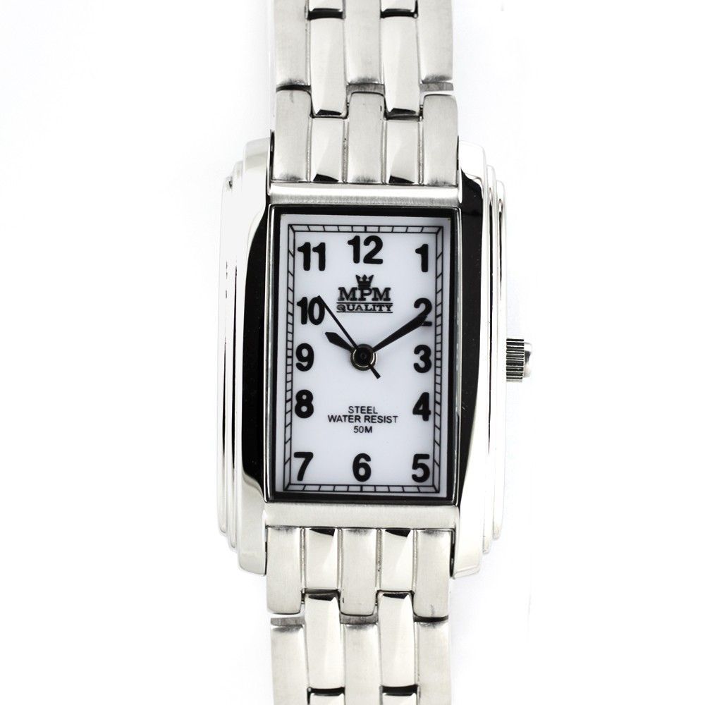 Dámské hodinky s bílým číselníkem s pouzdrem z ušlechtilé oceli.0218 170606 Hodiny
