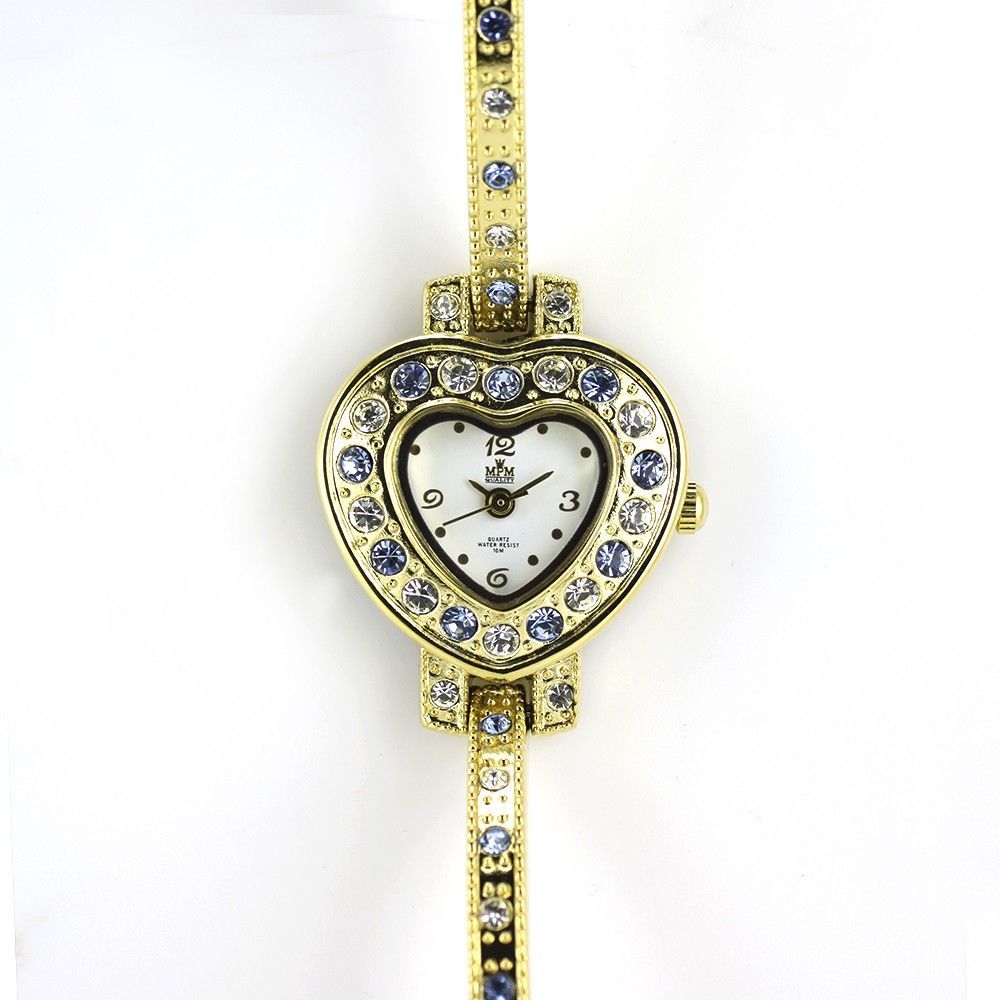 Dámské hodinky ve tvaru srdce po obvodu zdobené zirkony..0430 170791 W02M.10643.D