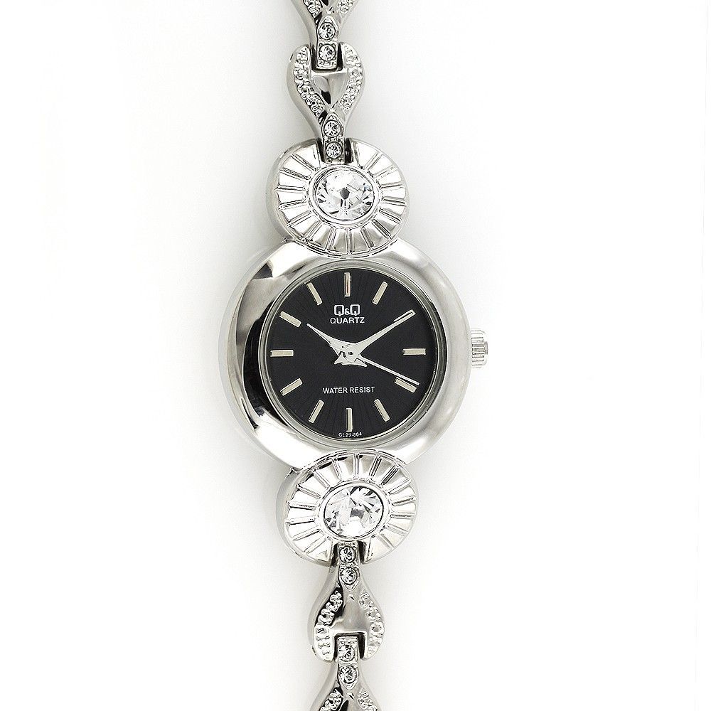 Elegantní dámské hodinky s bílým číselníkem, zdobené broušenými kamínky..0462 170807 W02Q.10719.A