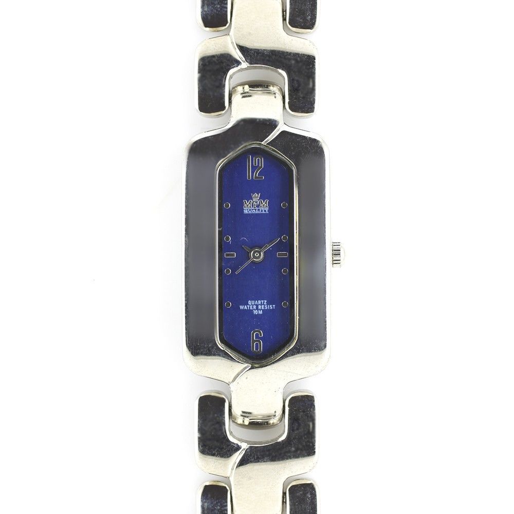 Stříbrné dámské hodinky s modrým číselníkem..0424 170792 W02M.10644.A