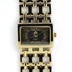 Zlaté dámské hodinky s reliéfním číselníkem..0408 170777 Hodiny