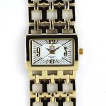 Zlaté dámské hodinky s reliéfním číselníkem..0408 170777 Hodiny