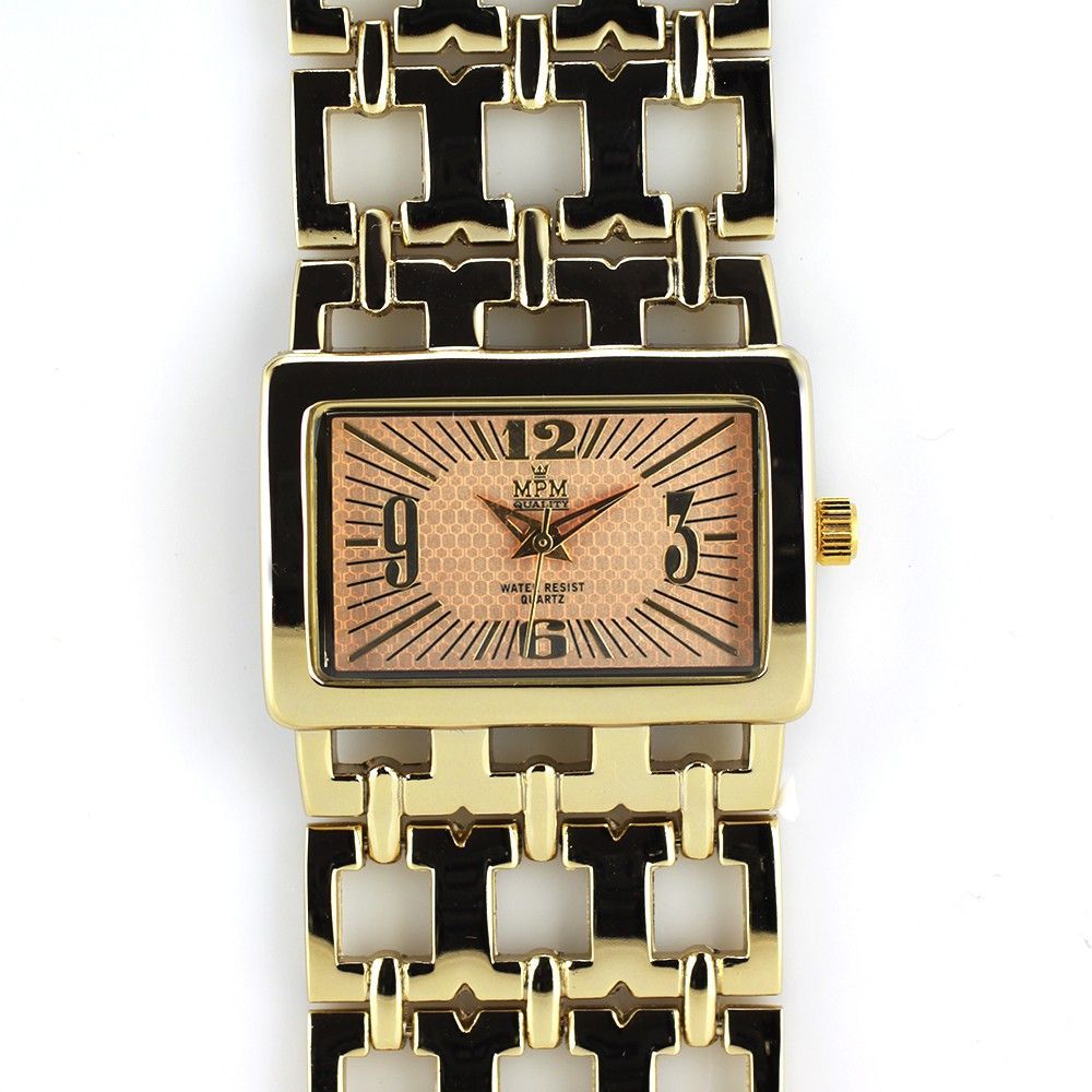 Zlaté dámské hodinky s reliéfním číselníkem..0408 170777 W02M.10630.D