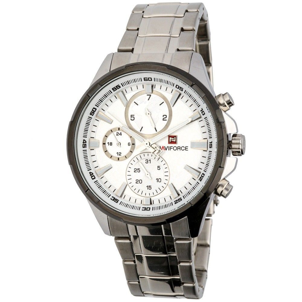 Moderní pánské hodinky s chronografem a ocelovým řemínkem..0616 170897 Hodiny
