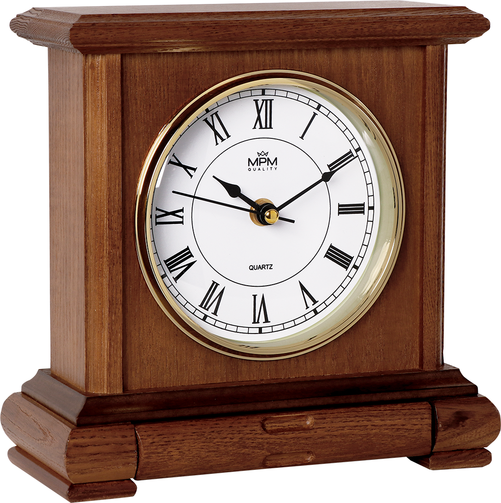 Dřevěné stolní hodiny s římskými číslicemi a praktickou zásuvkou..01575 171582 Hodiny