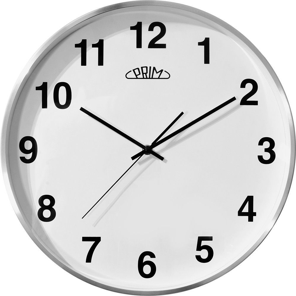 Nástěnné kovové hodiny PRIM Alfa s tichým a plynulým chodem v čistém designu E01P.4049 173186 Hodiny