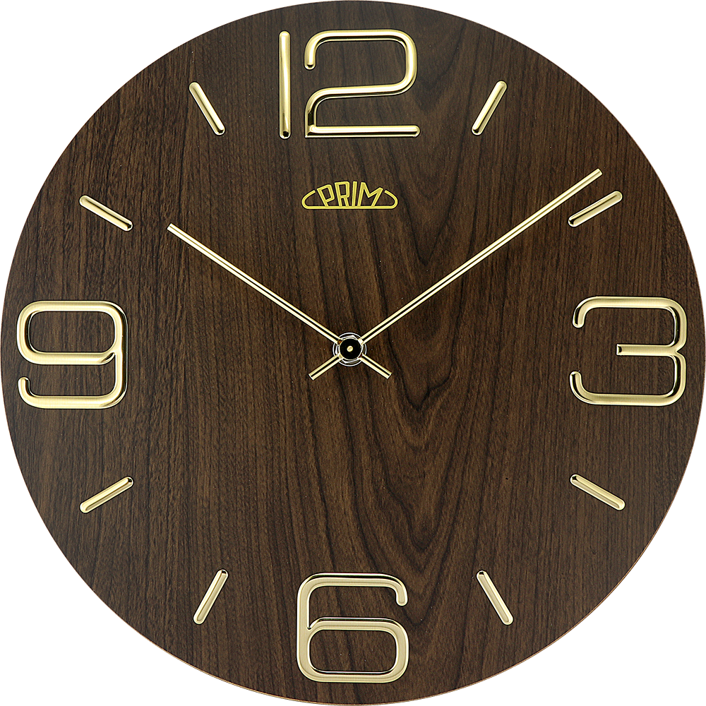 Dřevěné nástěnné hodiny PRIM Timber Noble mají výrazné 3D číslice a indexy z kovu. Působí ušlechtilým a jednoduchým dojmem. Hodiny jsou vybaveny strojkem Quartz Taiwan E01P.4084 1732 Hodiny