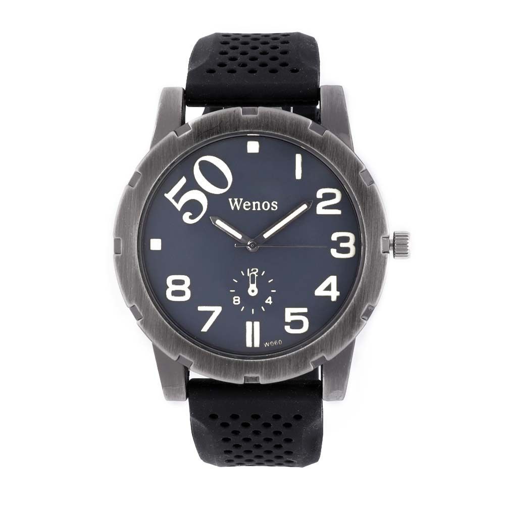 Pánské hodinky s velkým ocelovým pouzdrem v kovově šedé barvě a s gumovým řemínkem. Číselník s nepřehlédnutelnými číslicemi W01X.10244 173415 W01X.10244.A