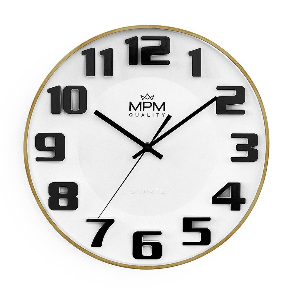 Nástěnné plastové hodiny MPM Ageless jsou vyrazné, nestárnoucí a stále oblíbené hodiny díky svému retro designu. Číslice jsou v silném 3D provedení. Můžete si vybrat v klasické čer Nástěnné hodiny MPM Ageless - C