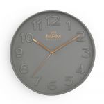 Nástěnné plastové hodiny MPM Simplicity I jsou minimalistické hodiny ve stejnobarevném provedení 3D číslic s leským povrchem. U hodin jsou hlavním výrazným prvkem ručky a logo v rosegold Hodiny